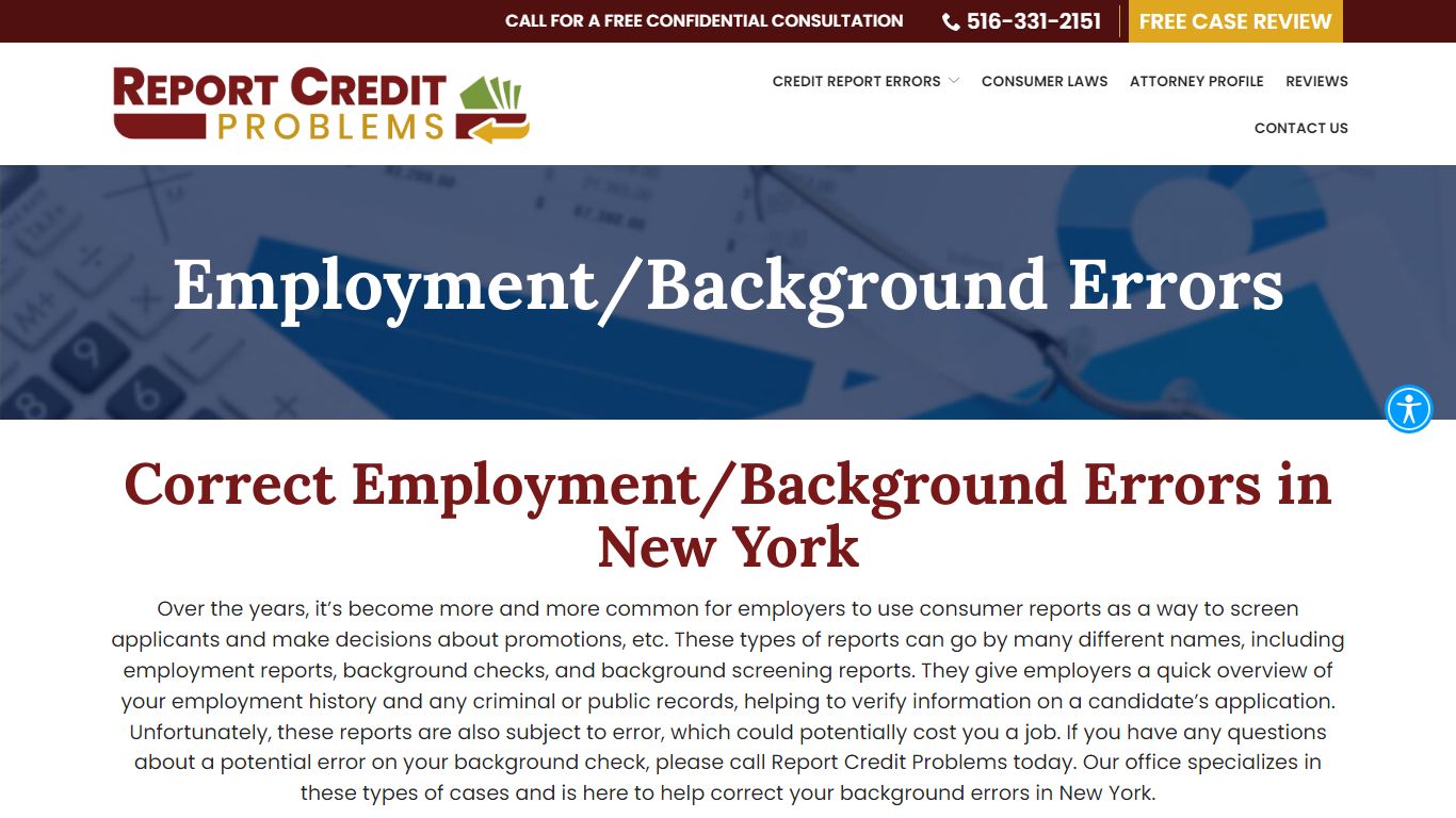 Employment/Background Errors New York | Report Credit Problems